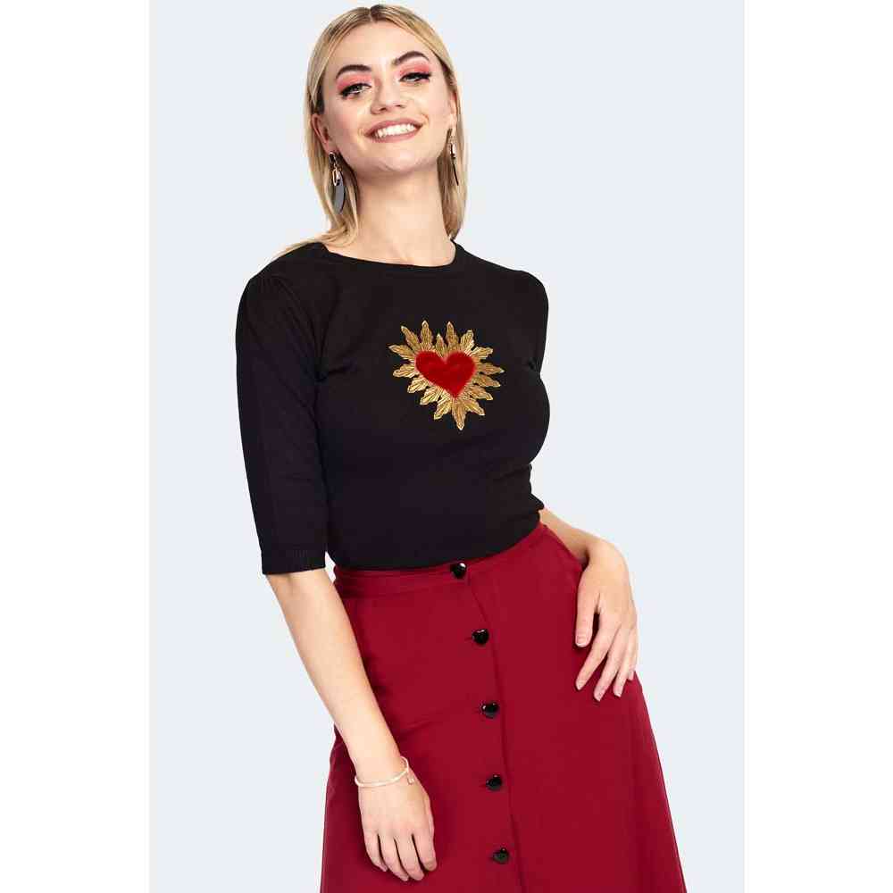 Voodoo Vixen - Queen Of Hearts Sweatshirt - Schwarz